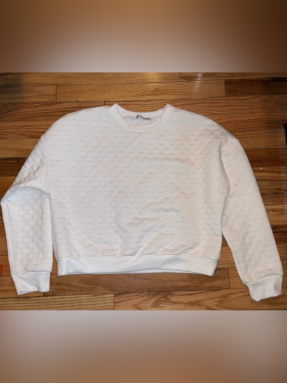 Paper Crane Quilted Cropped Sweatshirt White Size Large